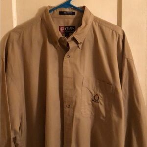 Chaps Ralph Lauren Tan Cotton Button Down Shirt Men’s Size Large